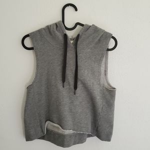 Grey Crop Hoodie Sleeveless Shirt